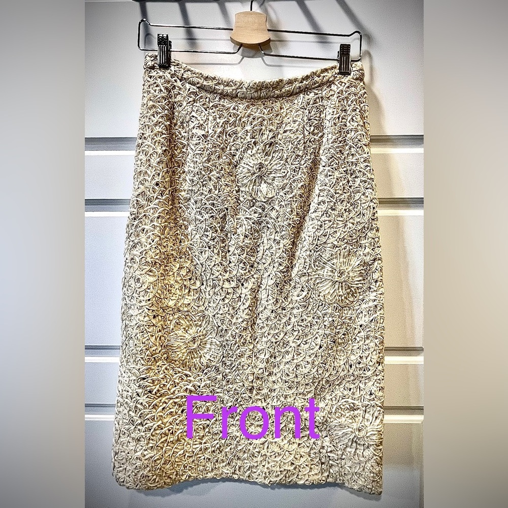 Vintage Textured Pencil Skirt made of ribbons, lined (S/M)